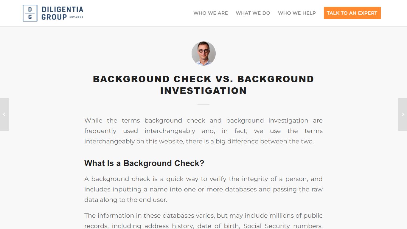 Background Check vs. Background Investigation - Diligentia Group